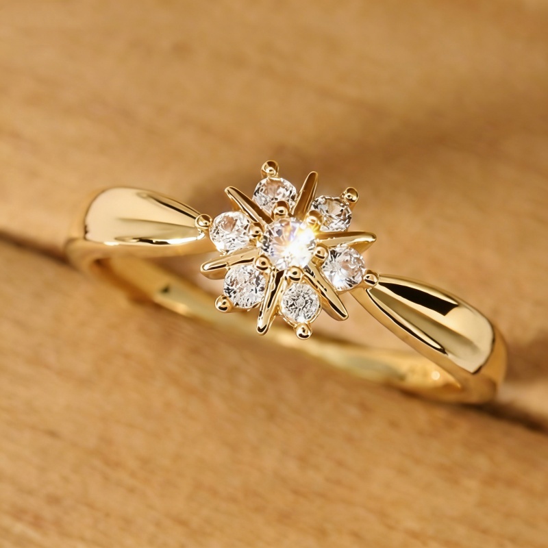 Women's Exquisite Flower Zirconia Ring, Elegant Design